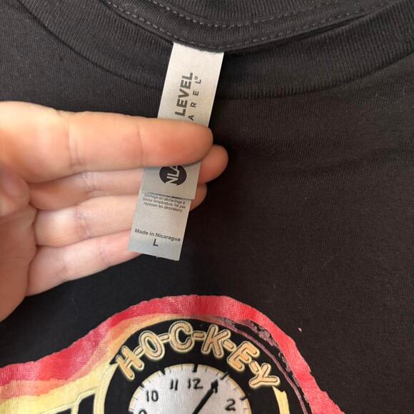 Black/Red Vintage Inspired Hockey Graphic Tee with Clocks Symbols - Picture 6 of 6
